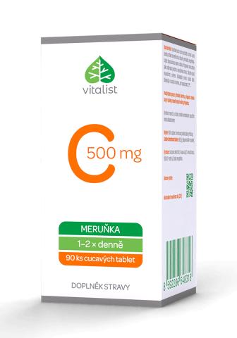 Vitamín C 500mg s meruňkovou příchutí, 90 tablet