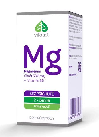 Hořčík - Magnesium Citrát 500mg + Vitamín B6, 60 tablet